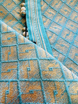 Sky Blue Soft Raw Silk designer Men Kurta Pajama with Self Design material with facy buttons | Mens Ethnic Wear | Kaash Collection