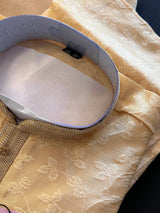 Beige Gold Floral Self embroidered Kurta Pajama for Men | Raw Silk | Mens Ethnic Wear | Kurtas for Men | Kurta for Wedding