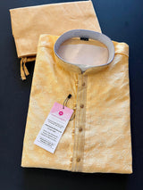 Beige Gold Floral Self embroidered Kurta Pajama for Men | Raw Silk | Mens Ethnic Wear | Kurtas for Men | Kurta for Wedding