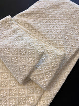 Light Cream Chikankari Lucknowi Georgette Men Kurta Pajama Set with Lining | Chikhankari Kurtas | Mens Ethnic Wear | Kaash Kurta