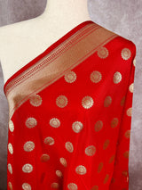 Handmade Red Silk Zari Weaved Dupatta with Chakra | Indian Ethnic Dupatta | Gift for Her | Perfect for Lehengas & Sarees