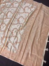 Statement Creamy Gold Color Pure Banarasi Satin Silk Saree with Handwoven Gold Zari Weaved Saree | Silk Mark Certified | Kaash Collection