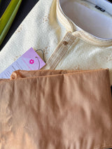 Cream Color Soft Silk Mens Kurta Pajama in Self Design material and small Zari floral buttis | Cream Mens Kurta | Wedding Kurta