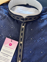 Blue Color Indian kurta for Men | Embossed Embroidery and Zari | Sherwani Style Kurta | Indian Wedding Kurta | Indian Outfit for Men