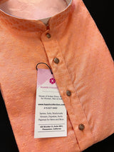 Peach Soft Silk Men Kurta Pajama Set with embroidery design and cotton Pajama | Mens Ethnic Wear | Peach Color Kurta