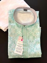 Pastel Sea Green Designer Kurta with Floral Digital Print in Soft Silk Material | Floral Kurtas for Men | Pastel Color Mens Kurta