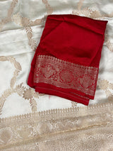 Statement Creamy Gold Color Pure Banarasi Satin Silk Saree with Handwoven Gold Zari Weaved Saree | Silk Mark Certified | Kaash Collection