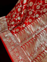 Red Traditional Banarasi Silk Saree with Gold Zari Weave | Wedding Sarees