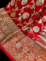 Red Traditional Banarasi Silk Saree with Gold Zari Weave | Wedding Sarees