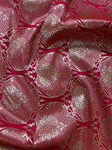 Hot Pink Color Semi Pure Mashru Silk Handloom Saree with Gold and Sliver Zari Weave | Banarasi Mashru Silk Saree