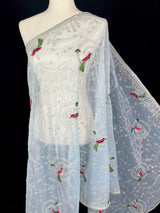 Pastel Ice Blue Color Tissue Net Dupatta with Sliver Zari | Parrot Motifs | Blue Color Dupatta | Dupatta for Gifts