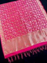 Peach Pink Color Shikargah Dupatta Semi Banarasi Silk Dupatta | Benarasi Dupatta | Dupatta for Lehangas