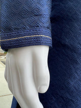 Party Wear Designer Men Kurta Set in Blue Color with tiny Sequin and Embossed Self Design in Soft Silk Material | Mens Wedding Wear