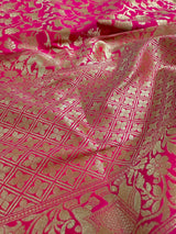 Peach Pink Color Shikargah Dupatta Semi Banarasi Silk Dupatta | Benarasi Dupatta | Dupatta for Lehangas
