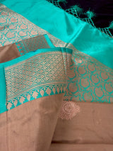 Chiku Color Pure Katan Silk Saree with Kadhua Weave and Meenakari Flower Butta – Side View – Kaash Collection