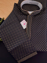 Black Color Banarasi Silk Kurta Pajama for Men | Gold Zari Weaving Ethnic Set for Men | Kurta for Men | Elegant Indian Wedding Ethnic Wear