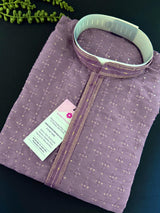 Lavender Color Kurta with Embroidery and Tiny Sequins | Designer Kurta Pajama Set for Men | Wedding & Party Wear Indian Ethnic Wear for Men