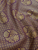 Purple Color Banarasi Semi Georgette Silk Saree | Banarasi Saree | Georgette Sarees | Semi Georgette Sarees Muted Gold Zari Weave