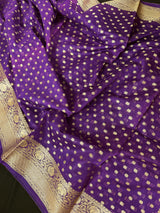Purple Color Banarasi Semi Georgette Silk Saree | Banarasi Saree | Georgette Sarees | Semi Georgette Sarees Muted Gold Zari Weave