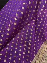Purple Color Banarasi Semi Georgette Silk Saree | Banarasi Saree | Georgette Sarees | Semi Georgette Sarees Muted Gold Zari Weave