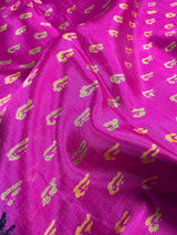 Purple Pinkish Art Silk Saree with Mehandi Green Border and Digital Prints - Kaash Collection