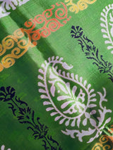 Purple Pinkish Art Silk Saree with Mehandi Green Border and Digital Prints - Kaash Collection