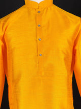 Readymade Mustard Yellow Color Raw Silk Men Short Kurta | Mens Ethnic Wear | Kurta Only | Short Kurta | Soild Color Kurta