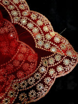Red Soft Net Dupatta with Sliver Zari and Artifical Mirrors | Dupatta for Lehangas | Dupatta for Gift | Wedding Dupattas | Dupattas for Suit