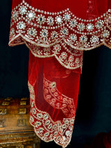 Red Soft Net Dupatta with Sliver Zari and Artifical Mirrors | Dupatta for Lehangas | Dupatta for Gift | Wedding Dupattas | Dupattas for Suit