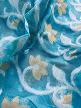 Sky Blue Color Muslin Bengali Jamdani Weaved Saree | Traditional Bengali Saree