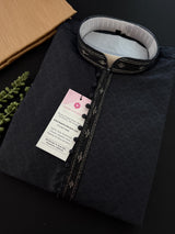 Black Color Kurta Pajama for Men | Self-Design Ethnic Wear for Weddings, Parties & Festivals