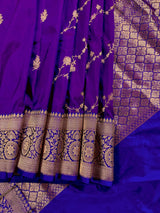 Purple Color Pure Katan Silk Saree with Gold Zari Weave | Purple and Blue Color Saree | Pure Silk Sarees | | SILK MARK CERTIFIED