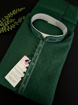 Bottle Green Soft Silk Kurta Pajama for Men | Self-Design Ethnic Wear for Weddings, Parties & Festivals