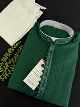 Bottle Green Soft Silk Kurta Pajama for Men | Self-Design Ethnic Wear for Weddings, Parties & Festivals