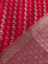 Strawbeery Color Soft Mashru Silk handloom Saree with Tanchoi and Muted Gold Zari Weave | Banarasi Mashru Silk Saree | Pink Color Saree