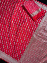 Strawbeery Color Soft Mashru Silk handloom Saree with Tanchoi and Muted Gold Zari Weave | Banarasi Mashru Silk Saree | Pink Color Saree