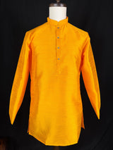 Readymade Mustard Yellow Color Raw Silk Men Short Kurta | Mens Ethnic Wear | Kurta Only | Short Kurta | Soild Color Kurta