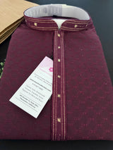 Wine Color Party Wear Designer Men Kurta Set with tiny Sequin and Embossed Self Design in Soft Silk Material | Mens Wedding Ethnic Wear