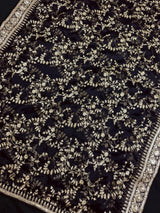 Statement Black Color Organza Silk Dupatta with Muted Gold Zari, Embroidery and Sequin | Wedding Dupatta | Dupatta for Lehangas | Gift Ideas