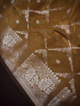 Golden Brown Color Banarasi Handloom Semi Soft Silk Saree | Gold Zari Weave | Banarasi Sarees | Brown Color Saree | Party Wear Sarees