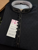 Black Color Kurta Pajama for Men | Self-Design Ethnic Wear for Weddings, Parties & Festivals