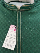 Party Wear Designer Men Kurta Set in Green Color with tiny Sequin and Embossed Self Design in Soft Silk Material | Mens Wedding Ethnic Wear