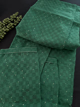 Party Wear Designer Men Kurta Set in Green Color with tiny Sequin and Embossed Self Design in Soft Silk Material | Mens Wedding Ethnic Wear