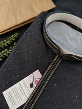 Party Wear Designer Men Kurta Set in Black Color with tiny Sequin and Embossed Self Design in Soft Silk Material | Mens Wedding Ethnic Wear