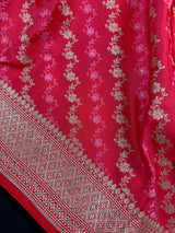 Strawbeery Color Soft Mashru Silk handloom Saree with Tanchoi and Muted Gold Zari Weave | Banarasi Mashru Silk Saree | Pink Color Saree