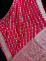 Strawbeery Color Soft Mashru Silk handloom Saree with Tanchoi and Muted Gold Zari Weave | Banarasi Mashru Silk Saree | Pink Color Saree