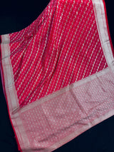 Strawbeery Color Soft Mashru Silk handloom Saree with Tanchoi and Muted Gold Zari Weave | Banarasi Mashru Silk Saree | Pink Color Saree