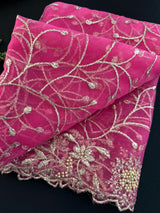 Light Hot Pink Soft Net Dupatta with Heavy Embroidery, Pearl and Zari | Dupatta for Lehangas | Dupatta for Gifts | Wedding Dupattas