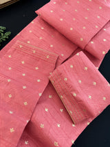 Strawberry Pink Color Soft Silk Men Kurta with Self Design material with small Zari Weave butti | Kurta with Lining | Pink Color Kurta
