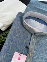 Bluish Grey Color Men Kurta | Grey Blue Kurta for Men | Kurta with tiny Sequins | Wedding and Party Wear Kurta for Men